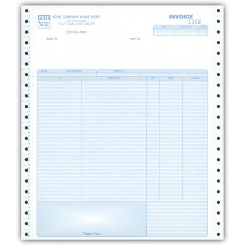 General Continuous Invoice, 3-Part 