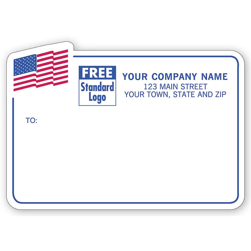 American Flag Mailing Labels, Padded, Blue Border 