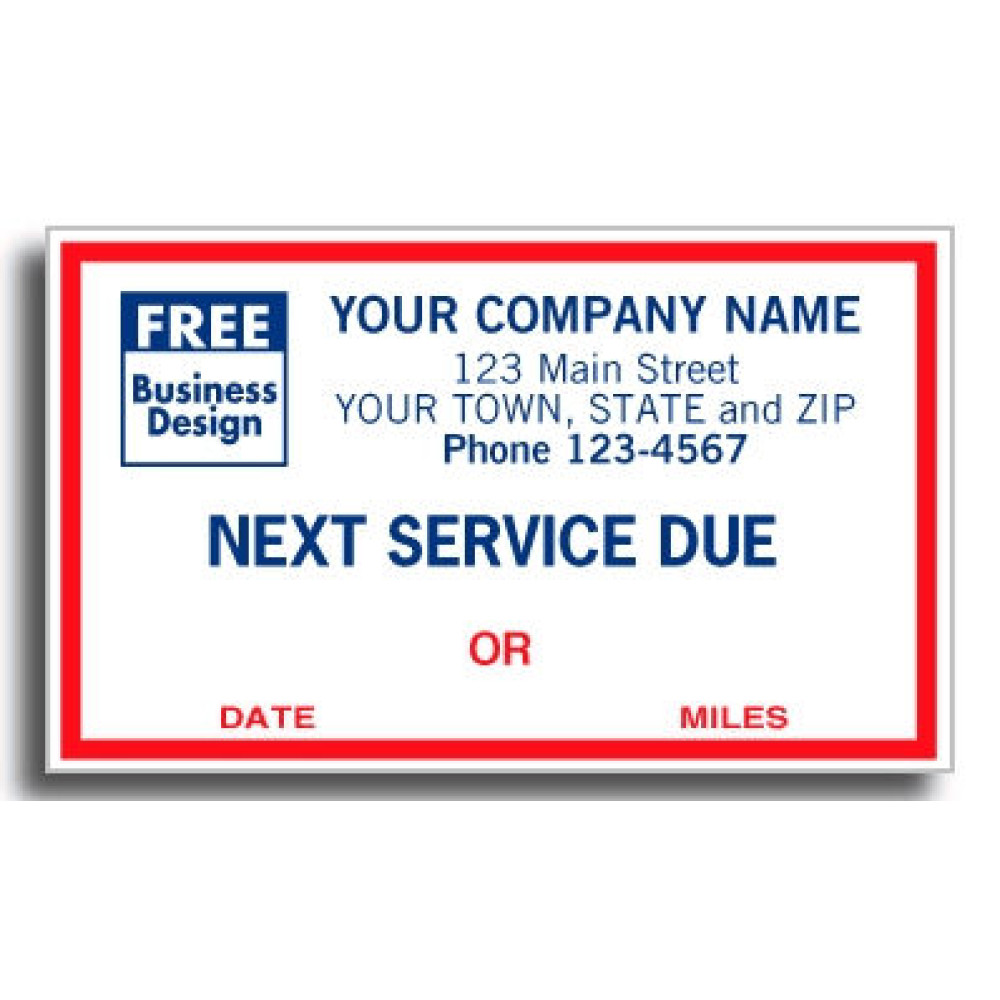 Service Due Sticker Labels 