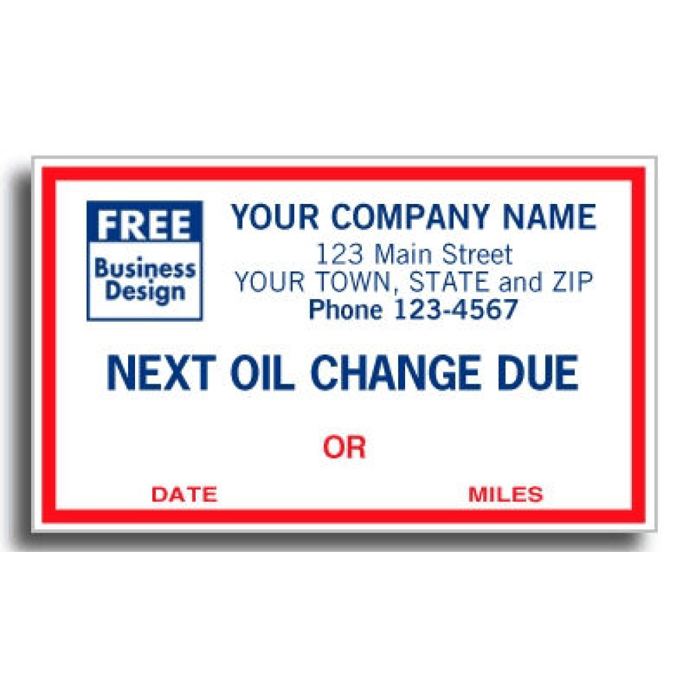 Windshield Imprinted Oil Change Labels 