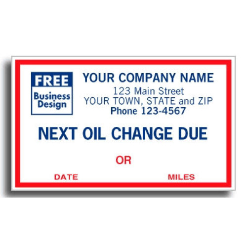 Windshield Imprinted Oil Change Labels 