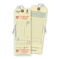 Repair Tags W/ Detachable Claim Check, 1 Part, Manilla