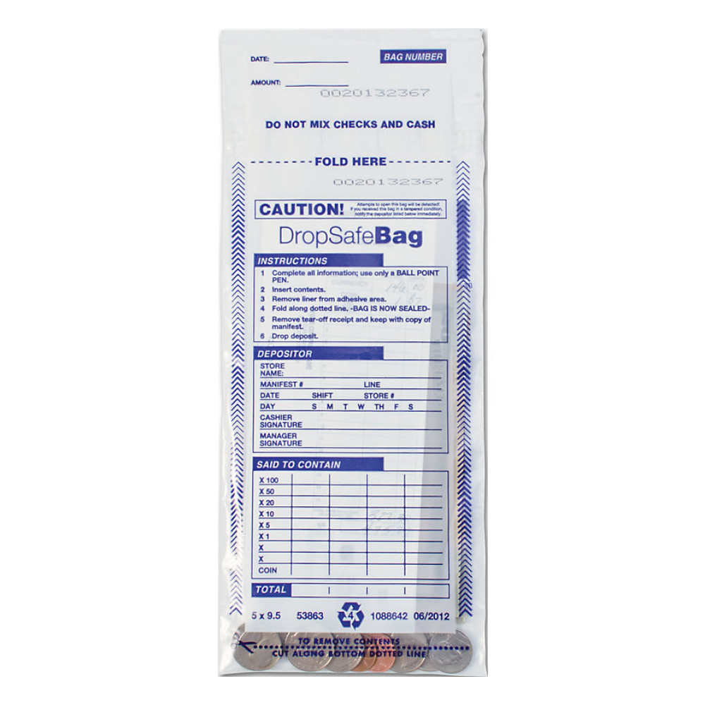 Drop Safe Style Deposit Bag Clear 