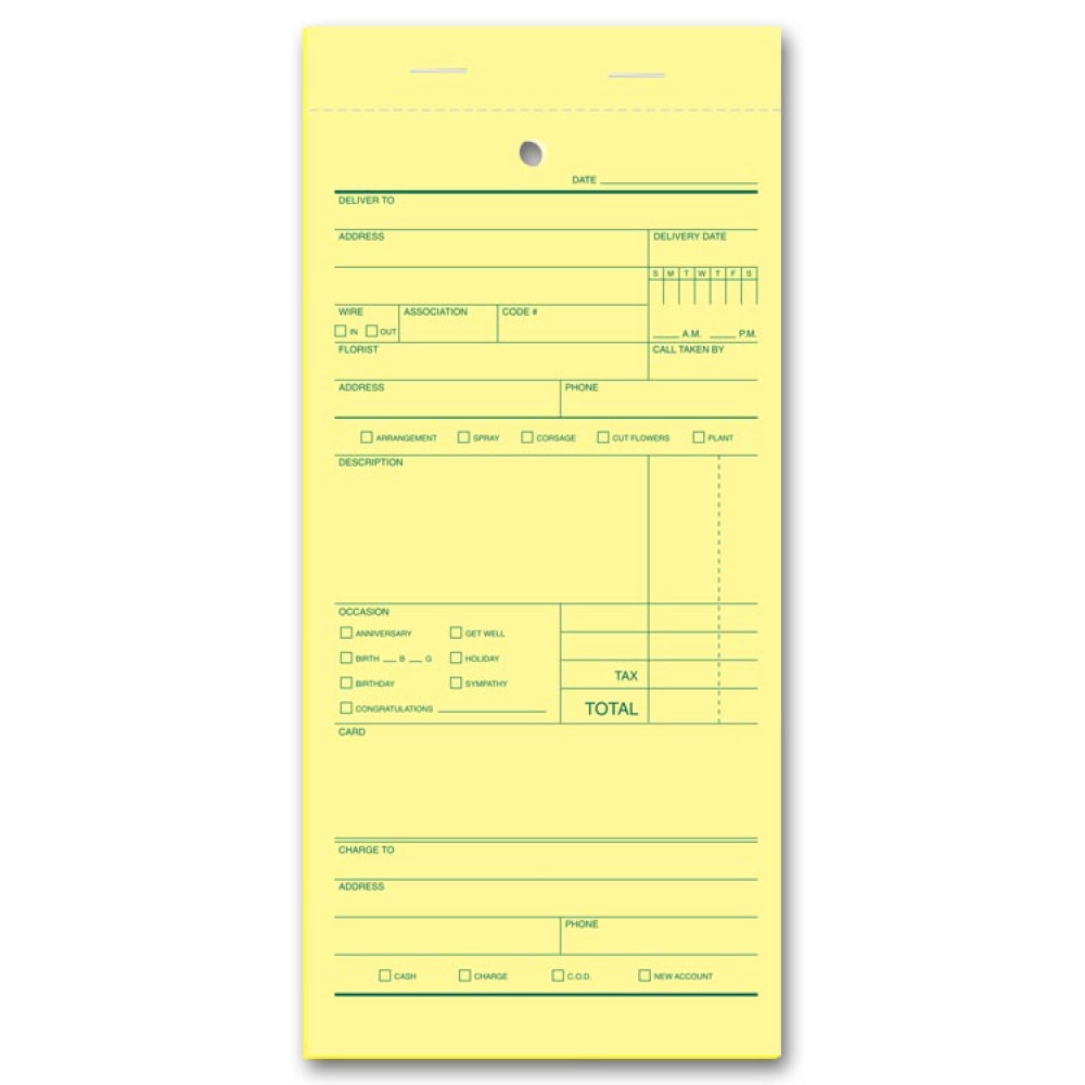 Florist Sales Order Forms, Padded Florist Sales Order Forms, Padded