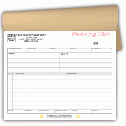 Packing Slip Form