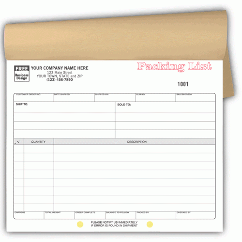 Packing Slip Form 