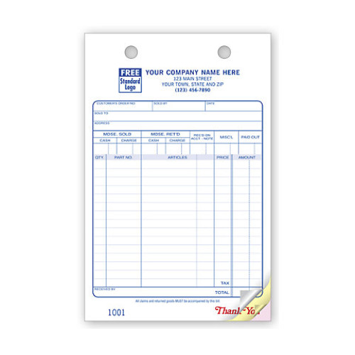 Large Auto Parts Register Order Forms 