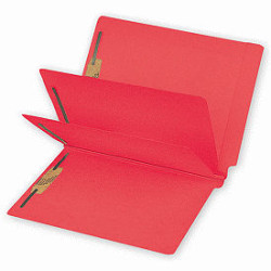 End Tab Folders, Colored, 14pt, 2 Divider, Multi Fastener