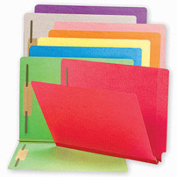 End Tab Folders, Colored, 20pt, 1 1/2" Expansion, 2 Fastener