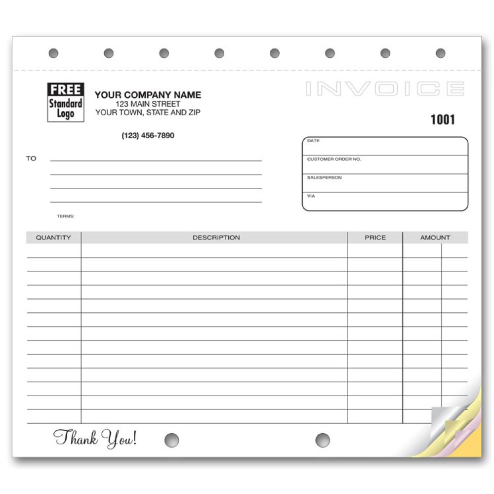 Compact Carbonless Custom Invoices 