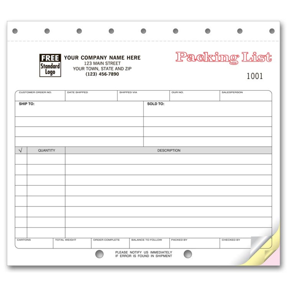 Carbonless Packing List Forms 