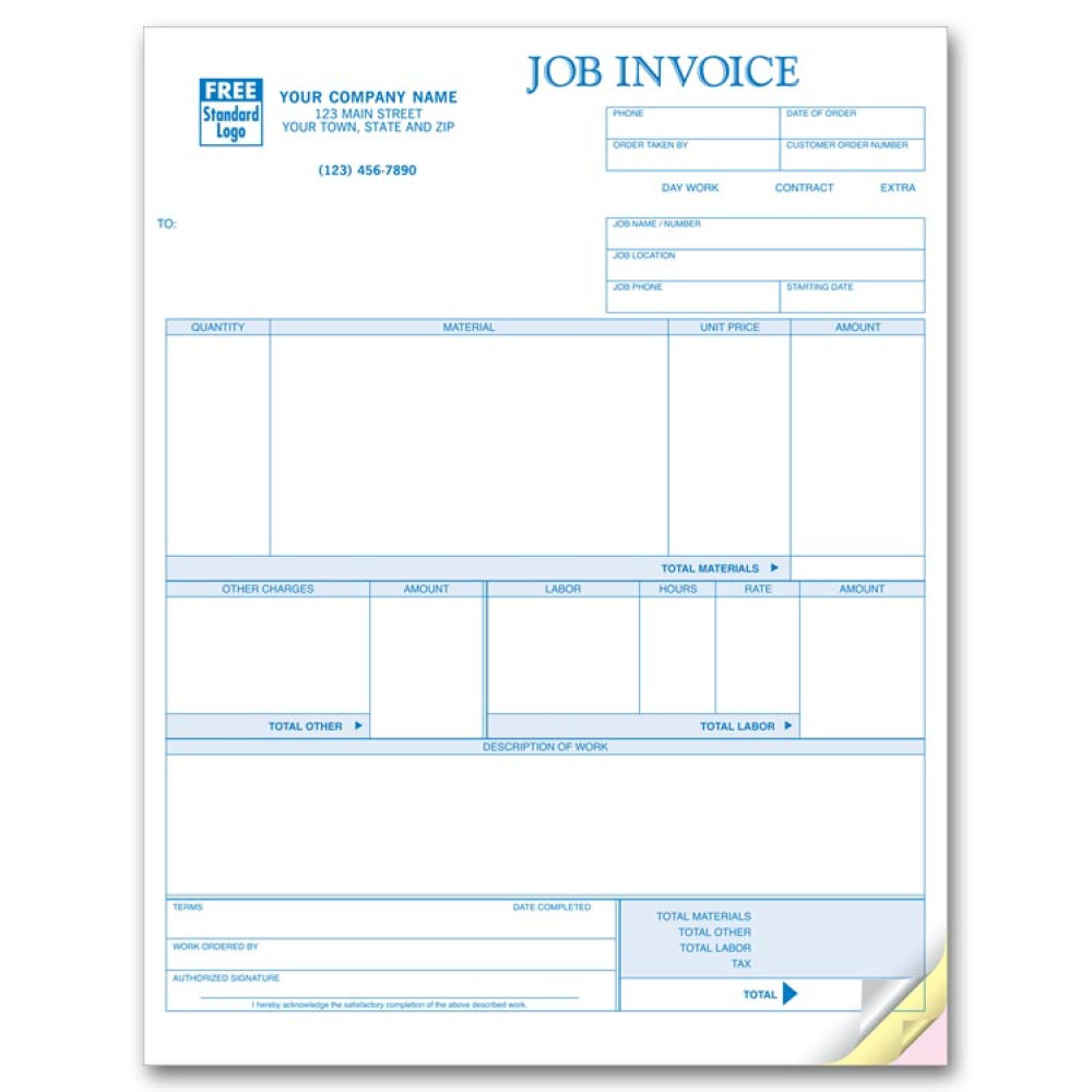 Laser Job Invoice 