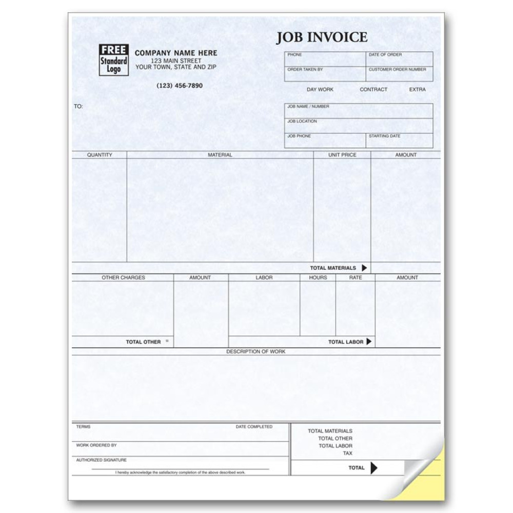 Laser Job Invoice - Parchment 