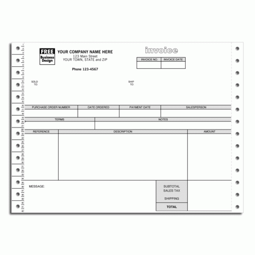 Continuous Service Invoice for One-Write Plus 