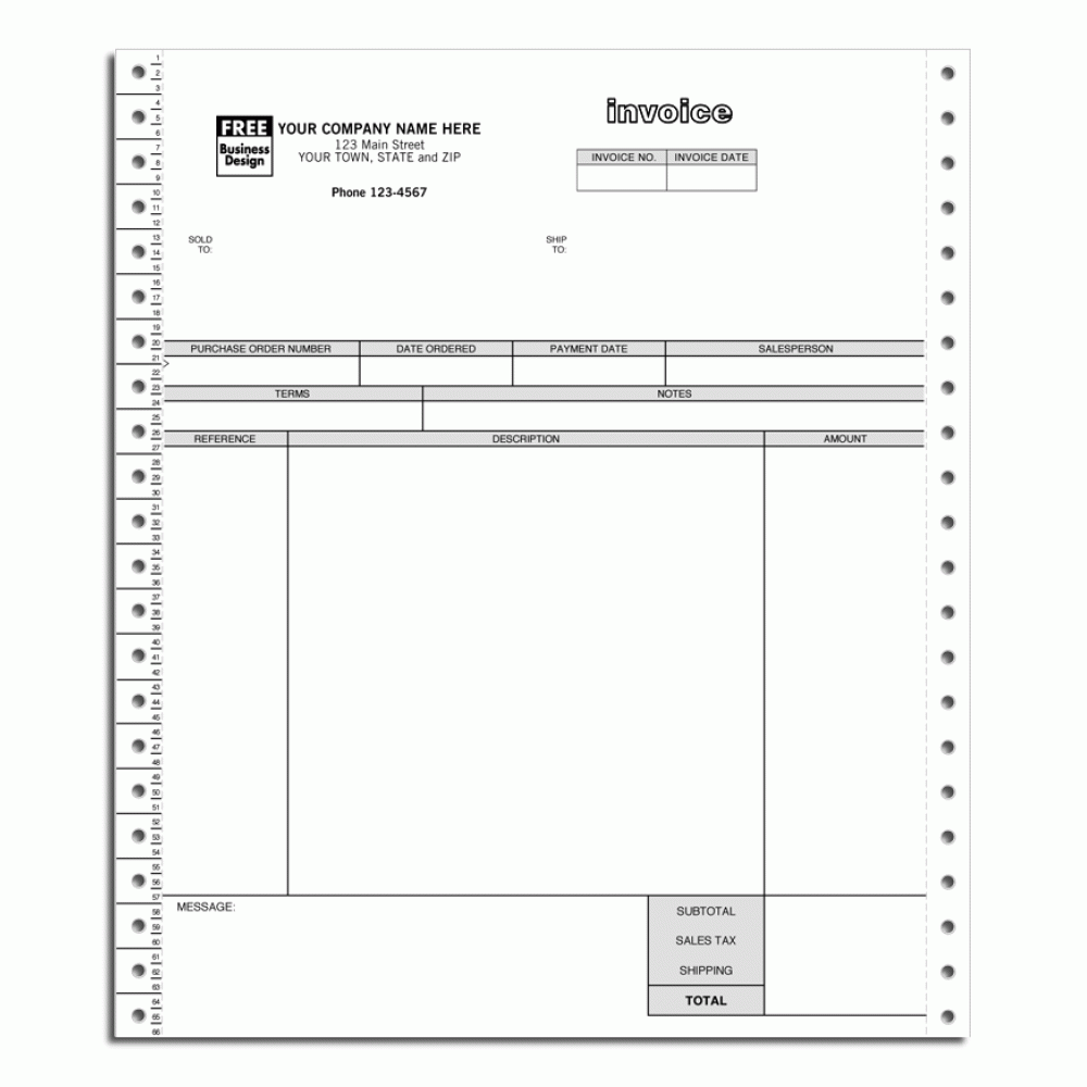 Continuous Service Invoice for One-Write Plus 