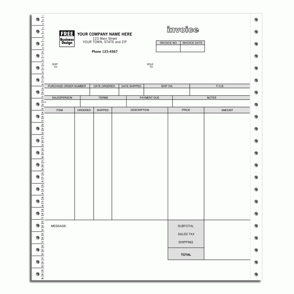 Continuous Invoice with Shipping Label 