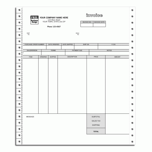 Continuous Invoice with Shipping Label 