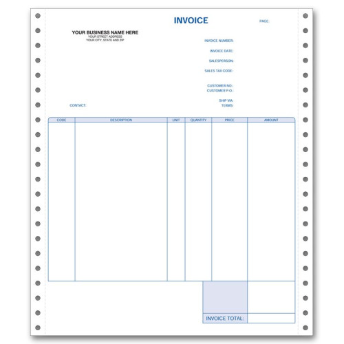 Personalized Continuous Invoices, Triplicate 