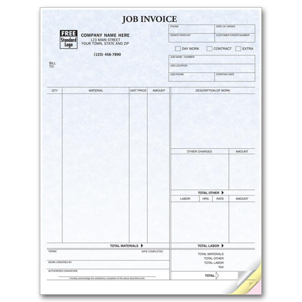 Laser Job Invoice - Parchment 