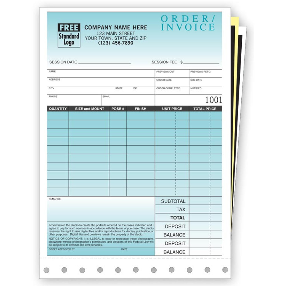 Professional Invoices - Photo Order Invoices + Envelope 