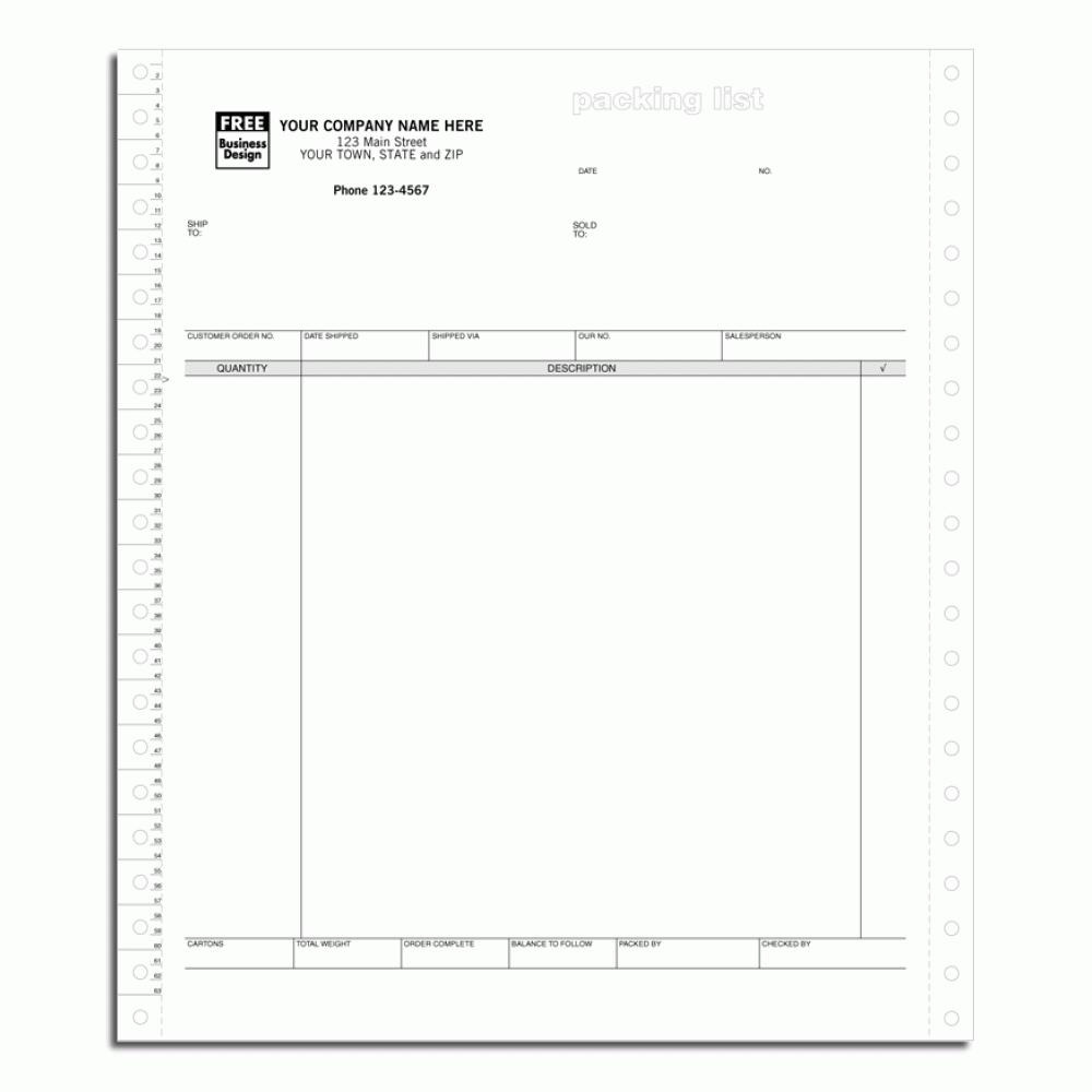 Continuous Packing List 