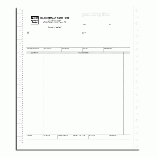 Continuous Packing List 