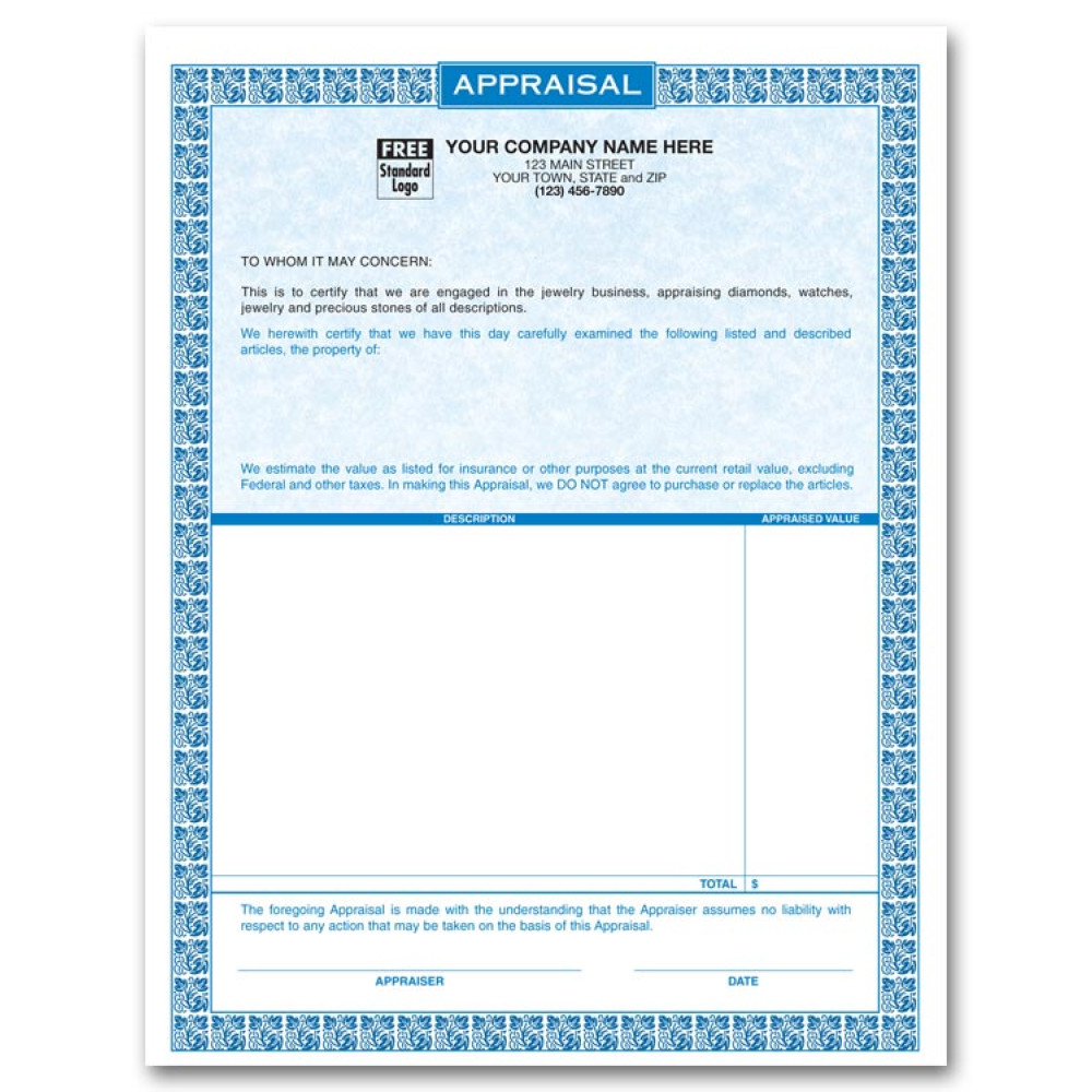 Laser Appraisal Form Parchment 