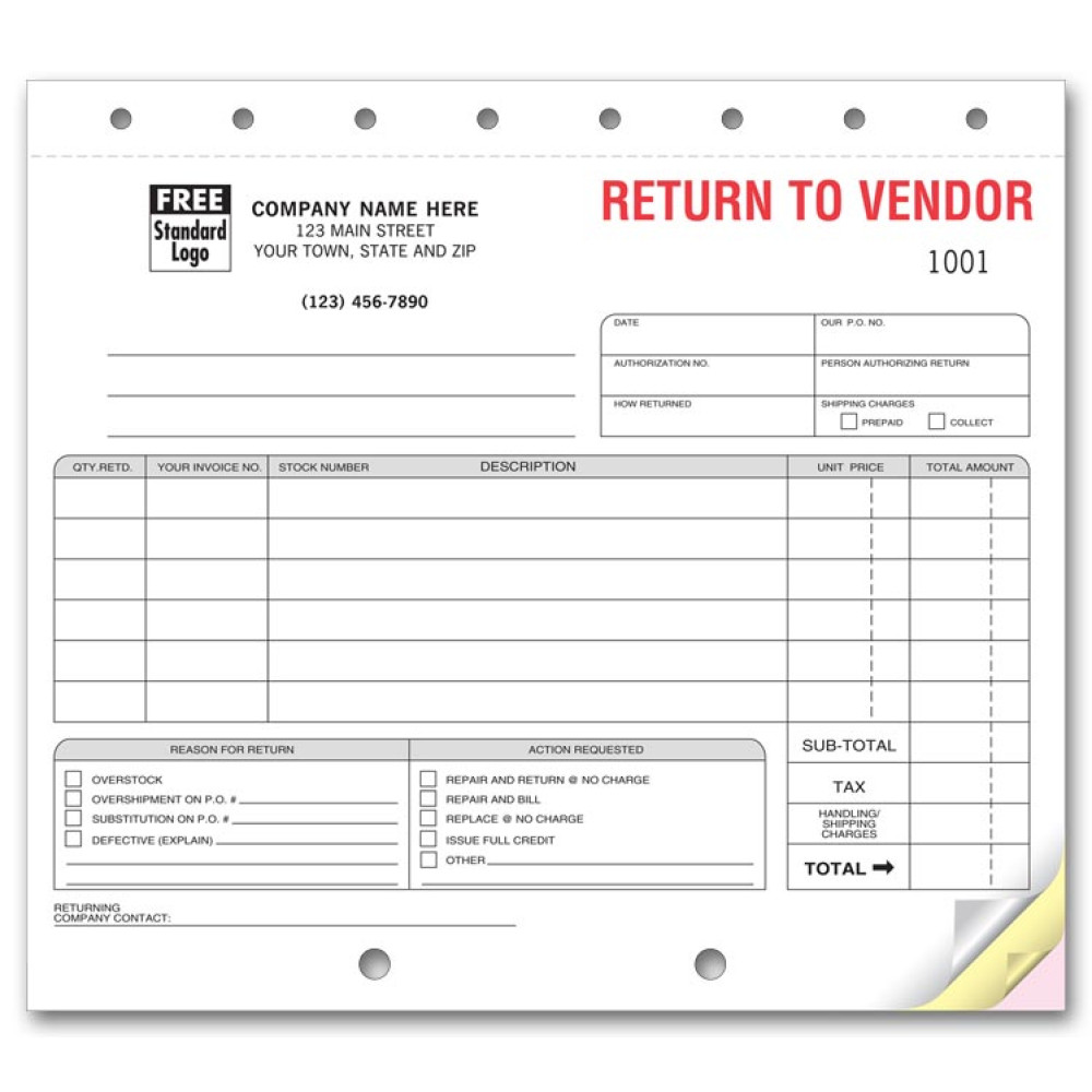 Merchandise Return Business Forms 