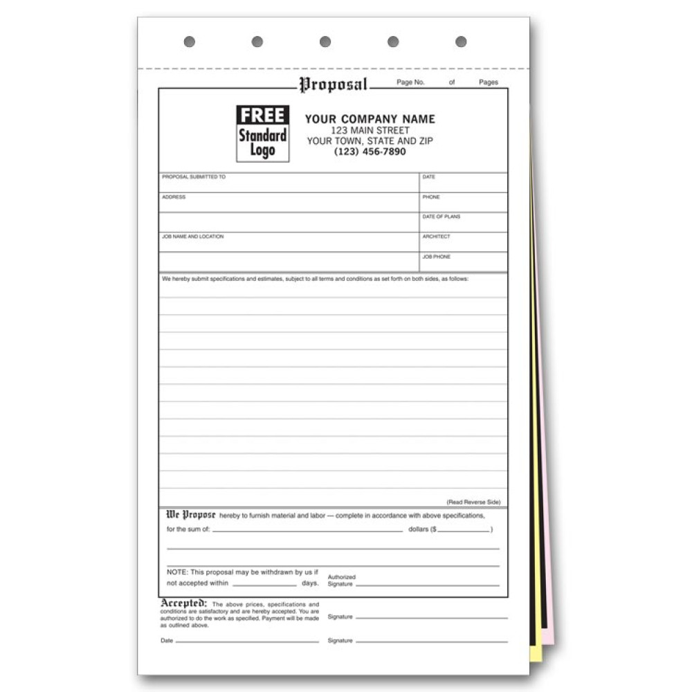 Compact Carbon Copy Proposal Forms 