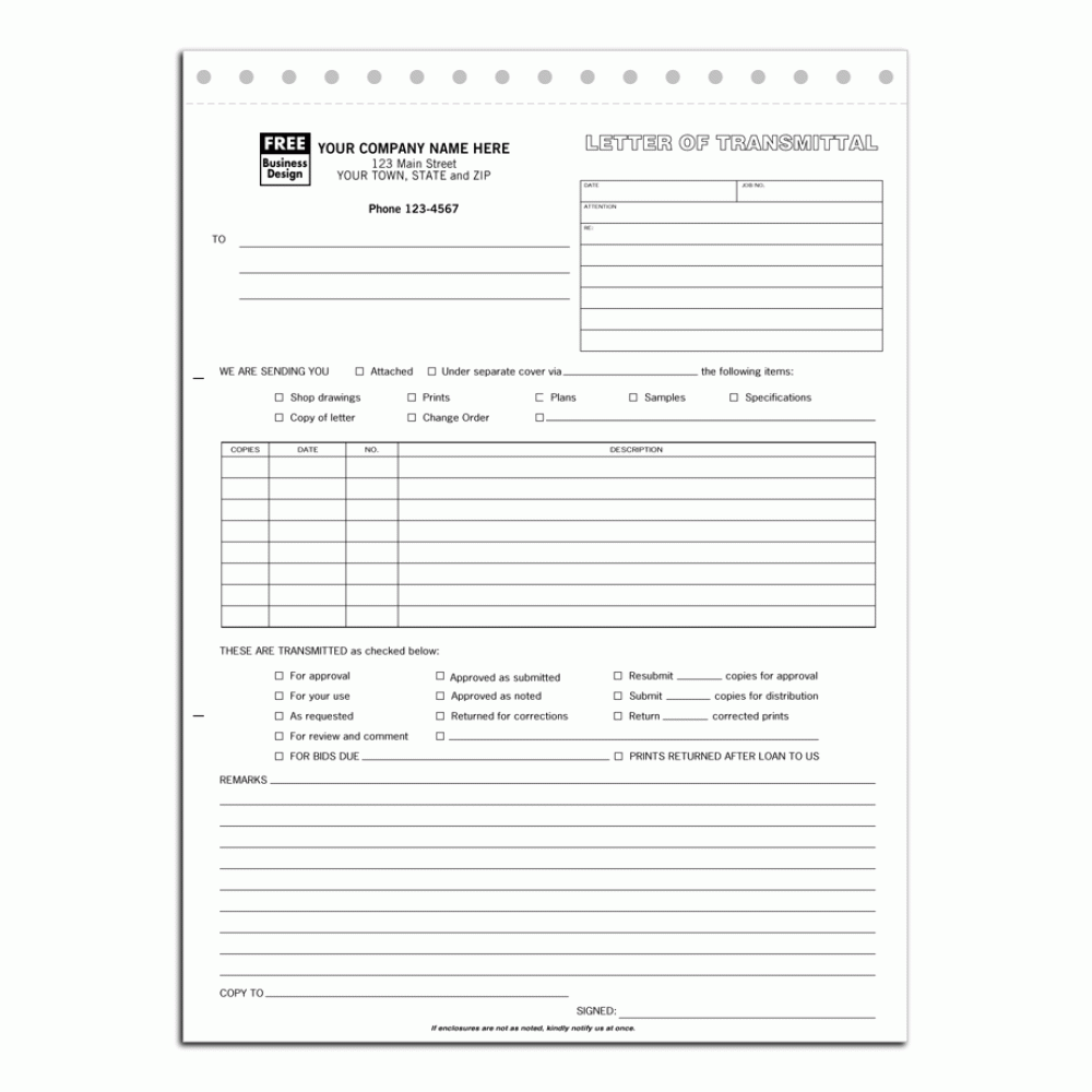 Snapset Letter of Transmittal Forms 