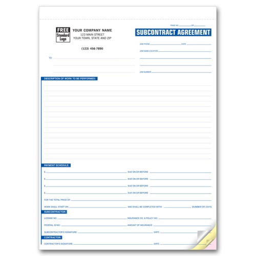 Subcontract Agreement Business Forms 