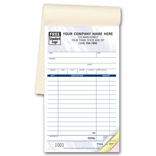 Carbonless Sales Receipts Booked 