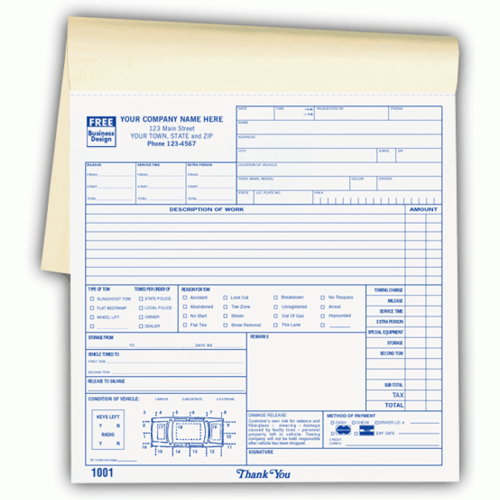 Booked Towing Service Order Form 