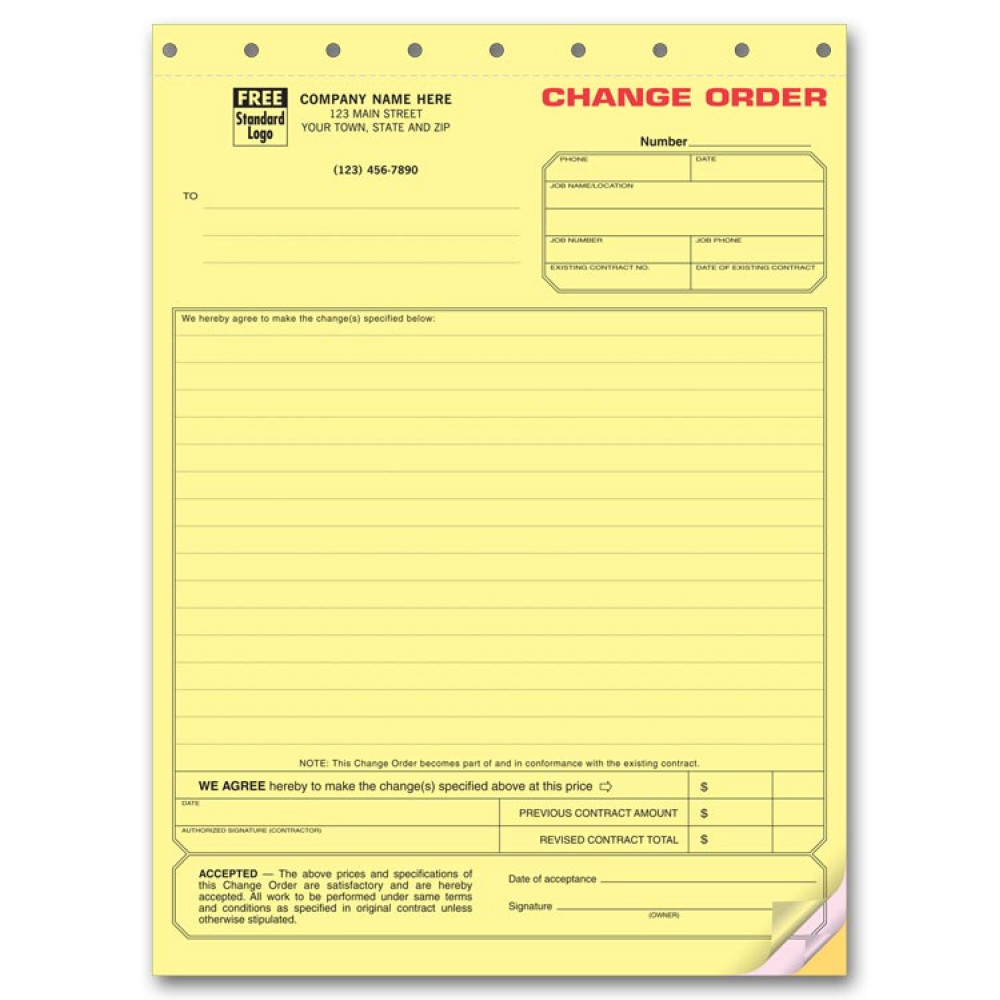 Special Contraction Change Order Forms 