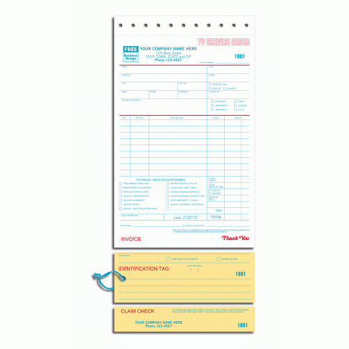 TV Repair Order forms 