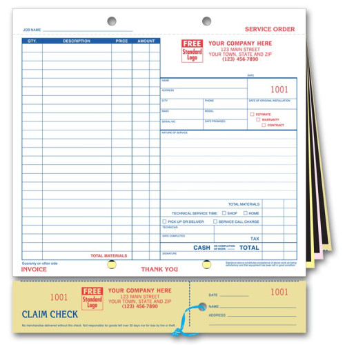 Service Forms with Claim Check 