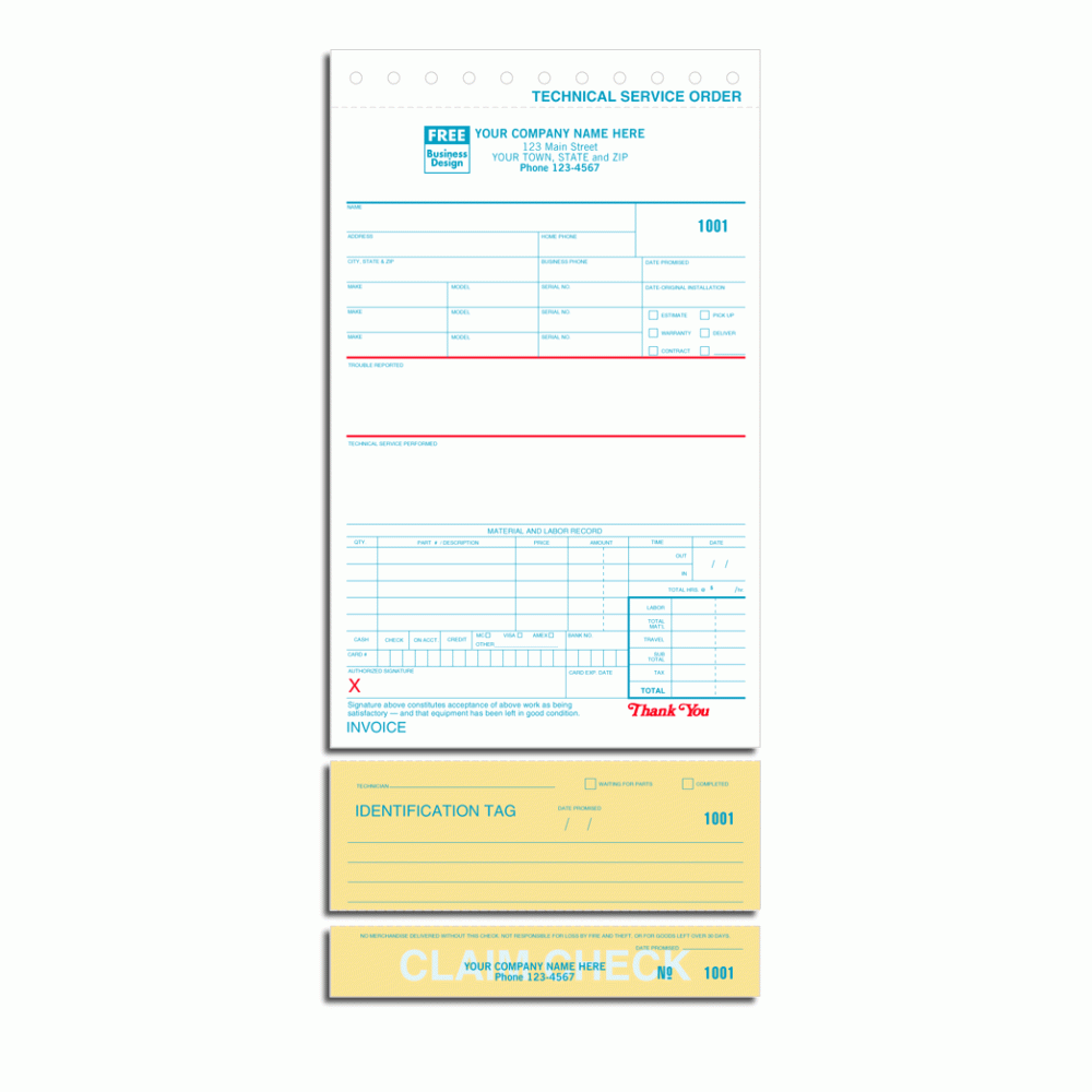 Technical Service Forms with Tags 