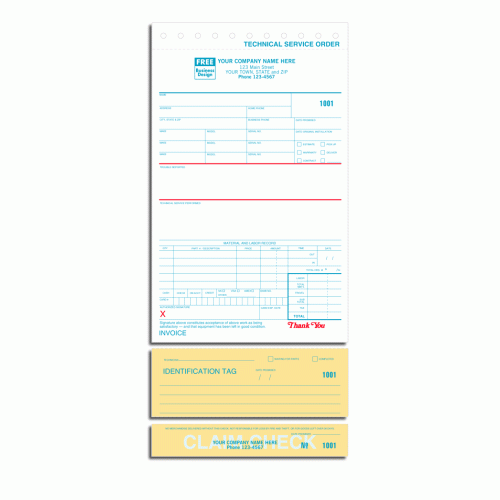 Technical Service Forms with Tags 