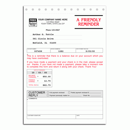 Past Due Notices System with Finance Charge 