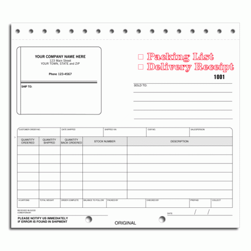 Packing List Form with Shipping Label 