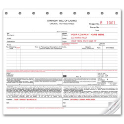 Carbonless Straight Bill of Ladings Forms