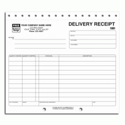 Preprinted Delivery Receipt Forms