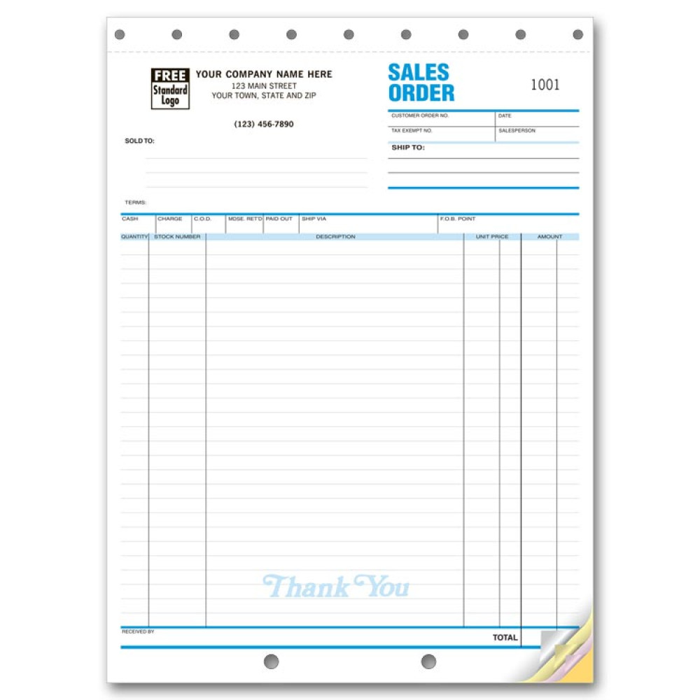 Large Custom Sales Order Forms 