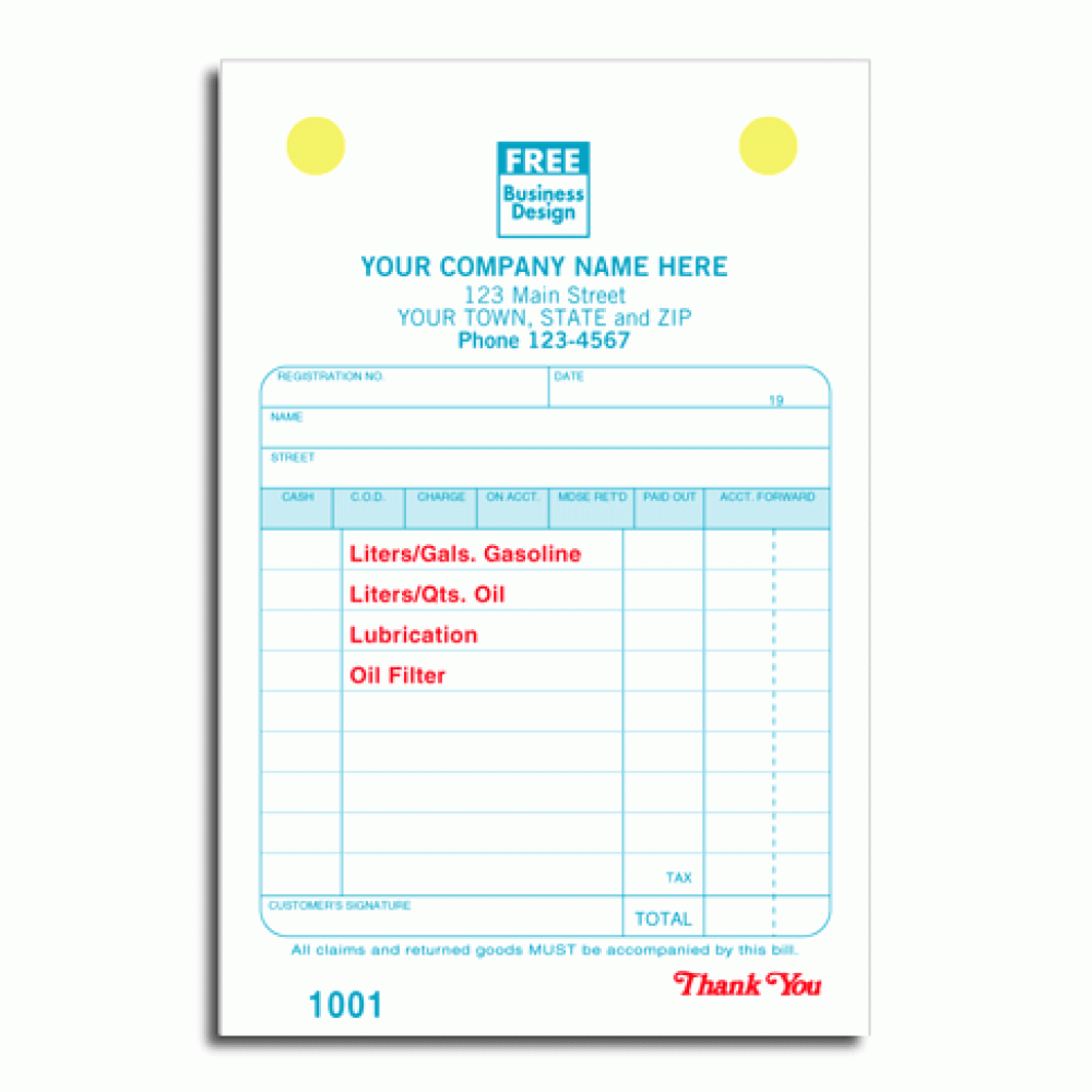 Service Station Small Classic Register Forms 