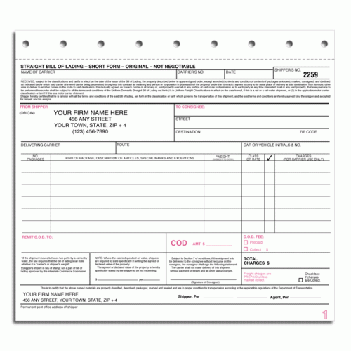 Bill of Lading Forms 