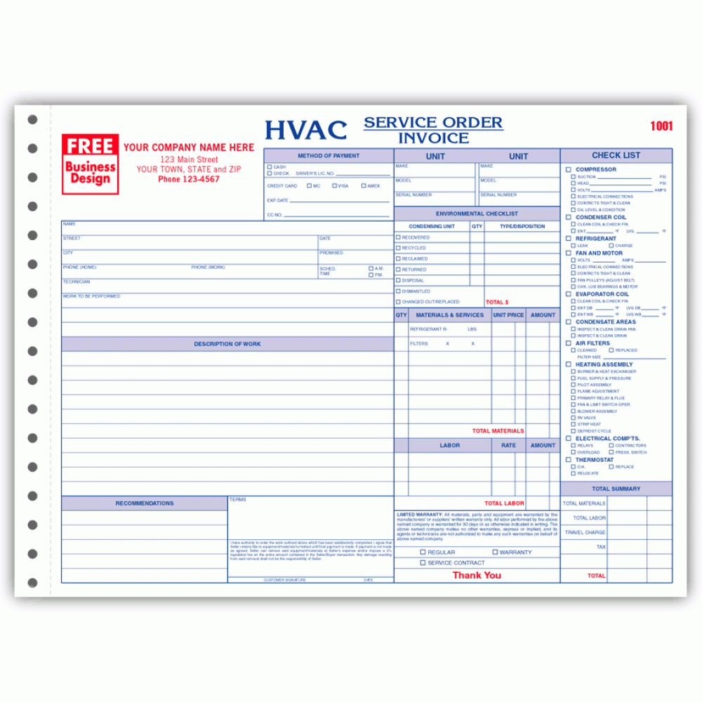 Horizontal Detailed HVAC Service Orders 