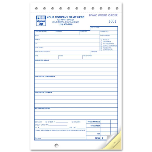 Small Work Forms for HVAC 