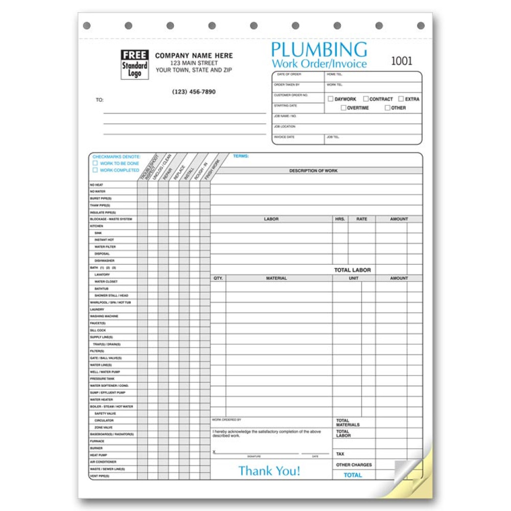 Plumbing Invoice Forms 