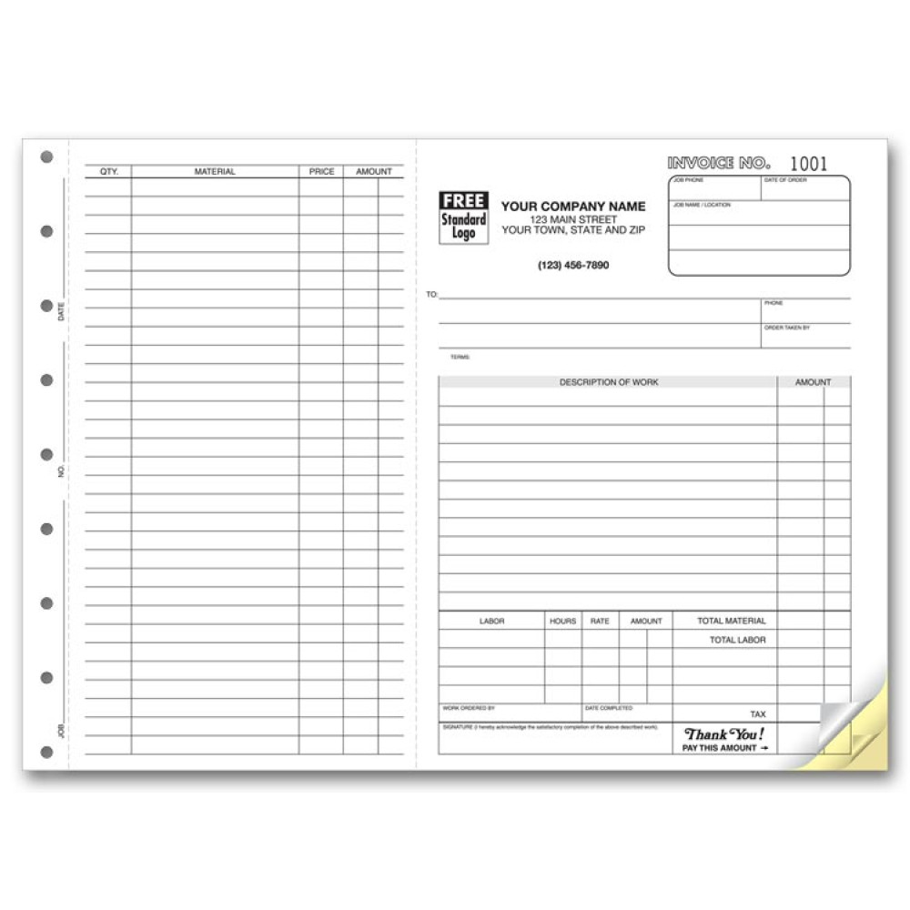 Carbonless Job Invoice Forms 