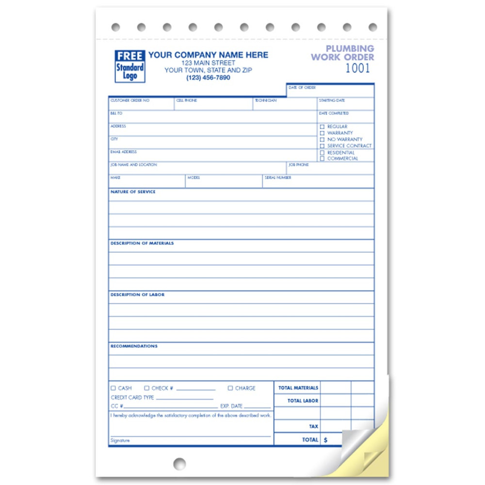 Work Order Plumbing Compact Forms 